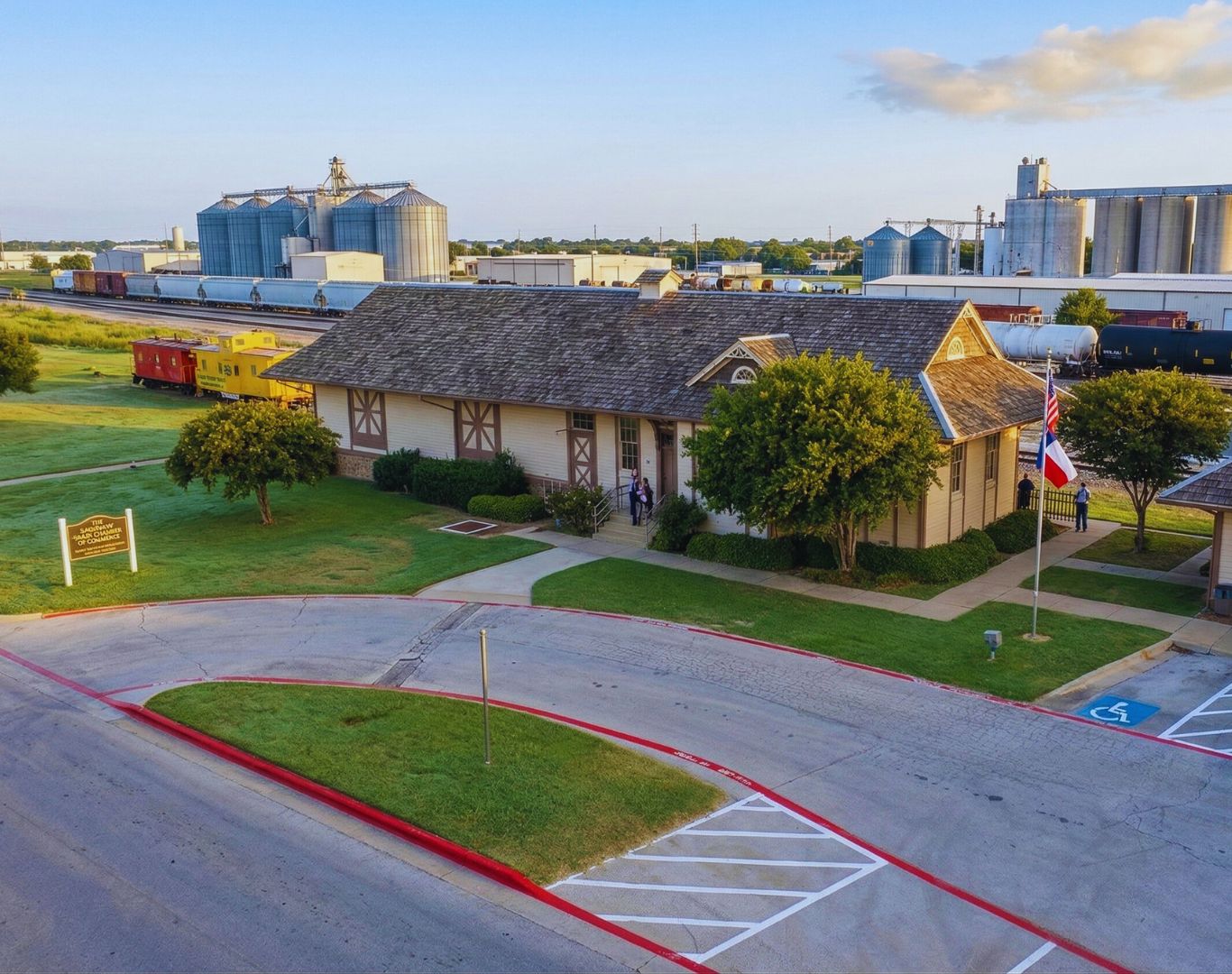 The Saginaw Chamber of Commerce in a former train station, Saginaw, TX