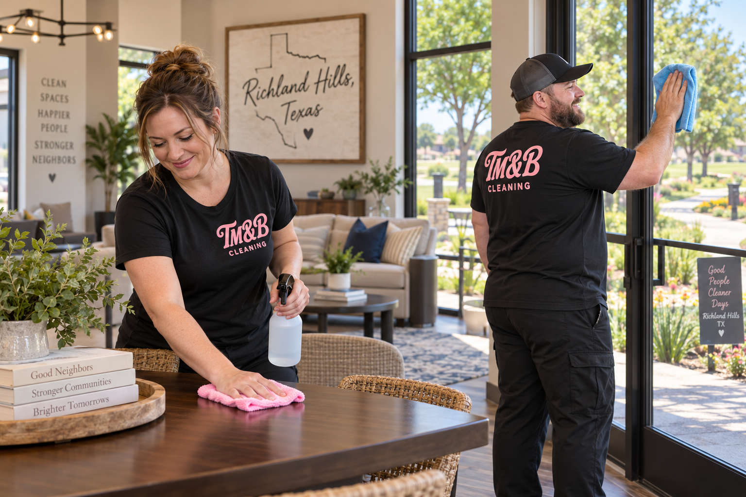 Two Mop and Broom cleaners at work in a Richland Hills, Texas home